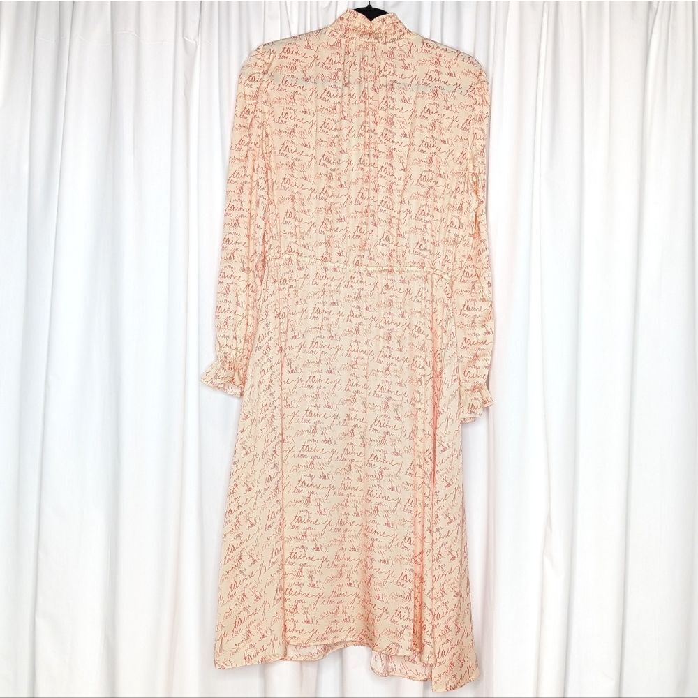 Tucker NYC Stella Dress Note to Self in Silk Georgette Mock Neck Love Valentine